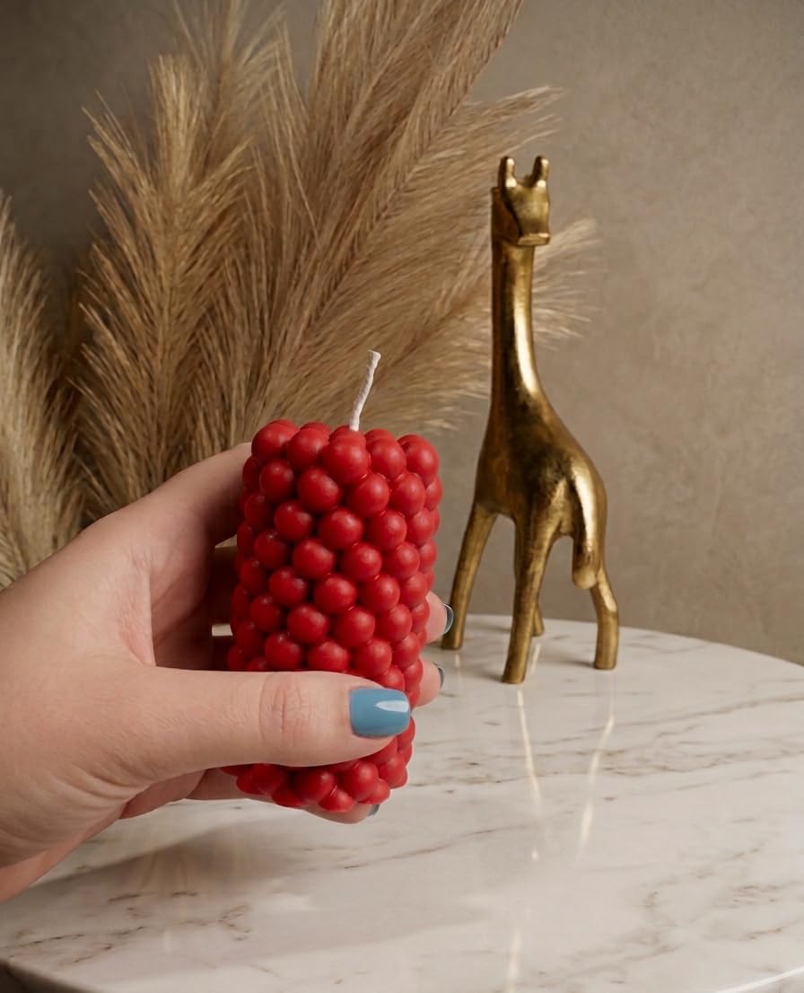 Luxury Red Bubble Pillar Candle Scented Long Fancy Pillar Candles