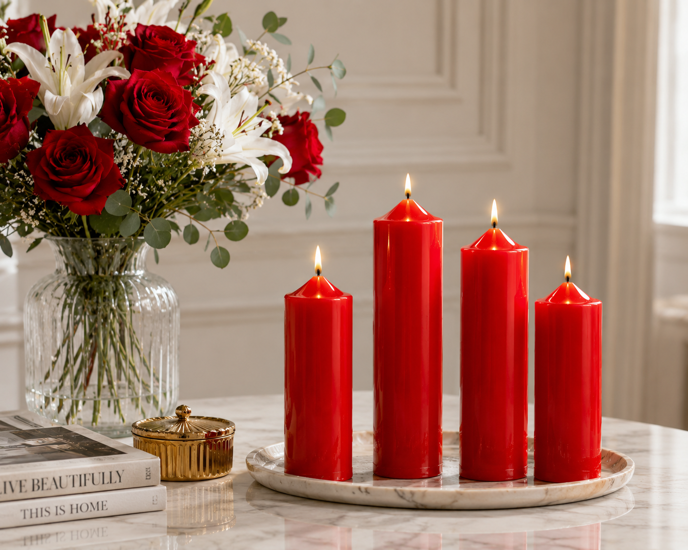 Large Simple Scented Pillar Candle for Party and Decor Red