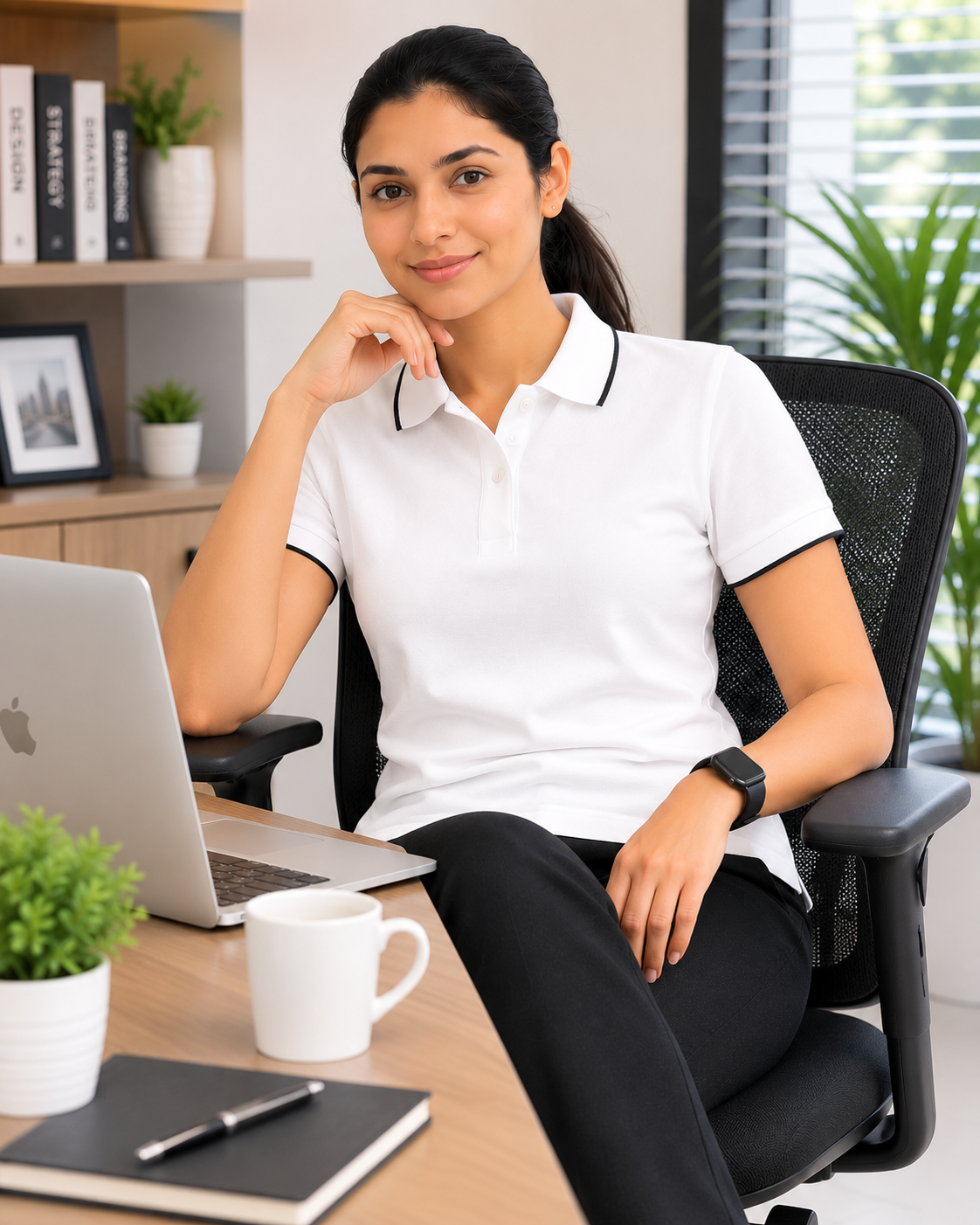 White Polo Formal T Shirt for Women | Office Wear T Shirt Ladies