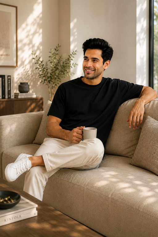 Mens Black Plain Oversized T Shirt – Loose Fit Oversized T Shirt Men