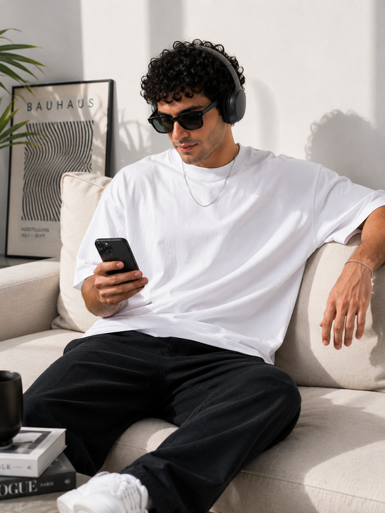Oversized T Shirt Men WHITE | Plain Over Sized T Shirt for Men Cotton