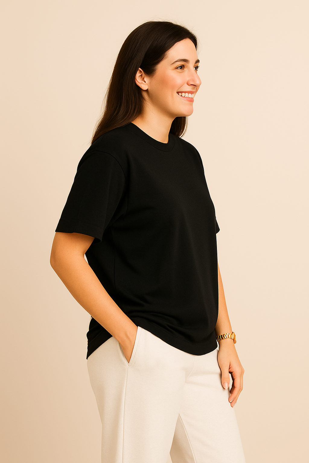 Black Cotton Oversized T Shirt Women | Baggy Tees for Gym and Casual