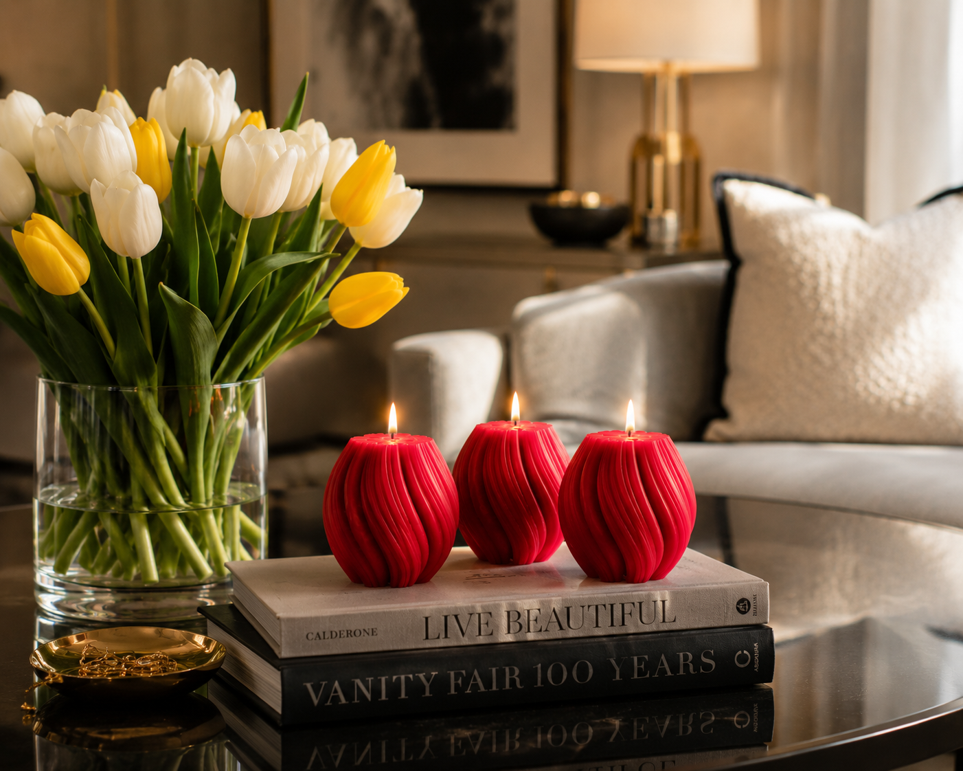 Luxury Red Sculptural Decorative Soy Wax Candle