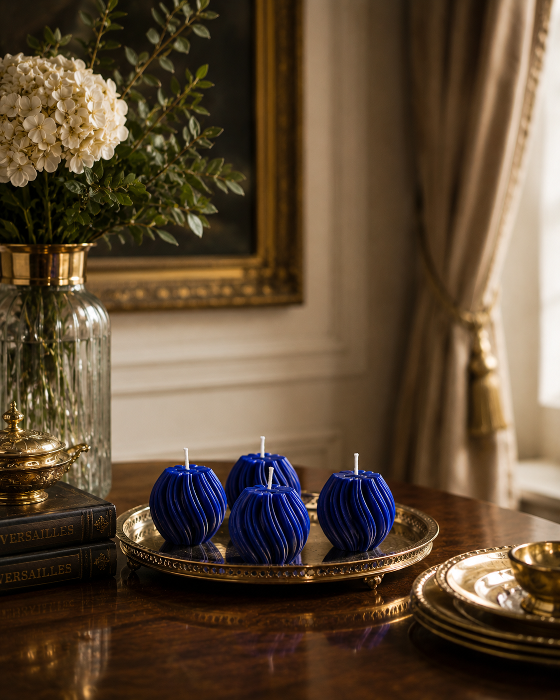Luxury Blue Sculptural Decorative Soy Wax Candle