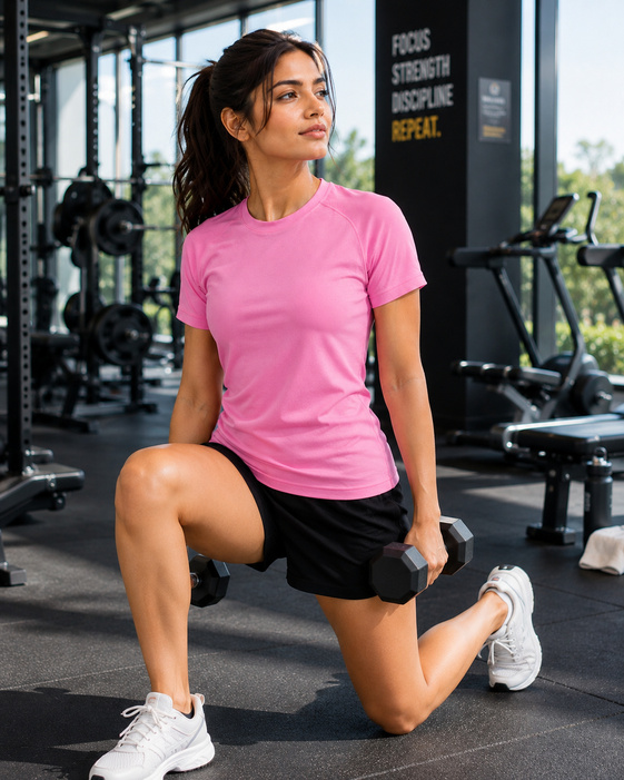 Pink Sport T Shirt Women | Gym, Running, Football Tee