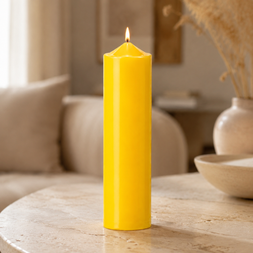 Scented Simple Pure Soywax Pillar Candle - YELLOW