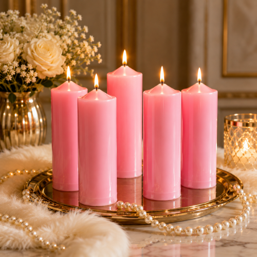 Scented Simple Pure Soywax Pillar Candle - PINK