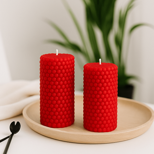 Luxury Red Bubble Pillar Candle Scented Long Fancy Pillar Candles