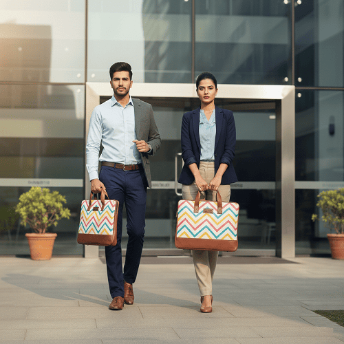 Eco Friendly Laptop Messenger Office Bag for Men and Women - Zigzag Print