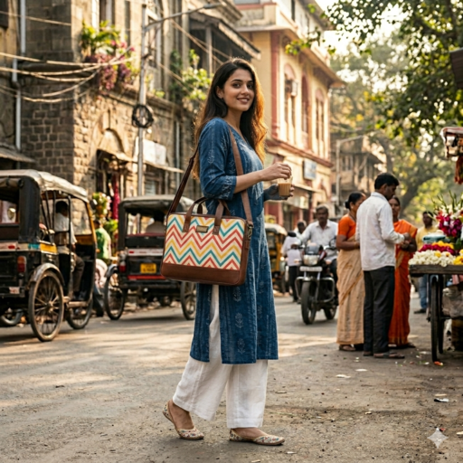 Eco Friendly Laptop Messenger Office Bag for Men and Women - Zigzag Print