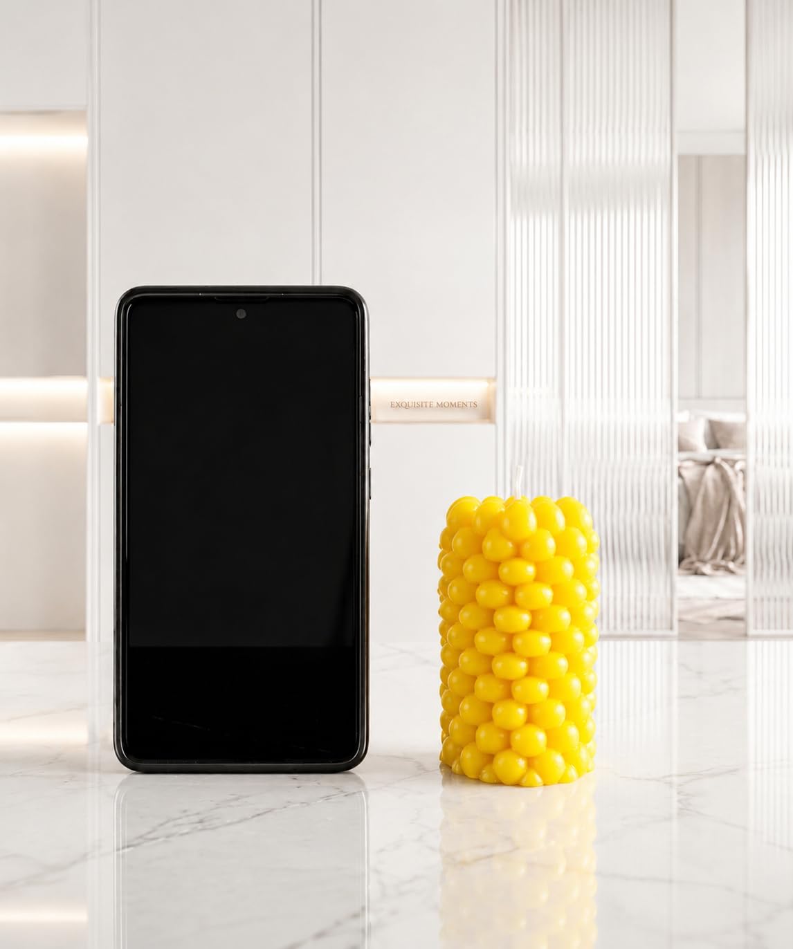 Luxury Yellow Scented Candle Long Bubble Pillar Fancy Candles