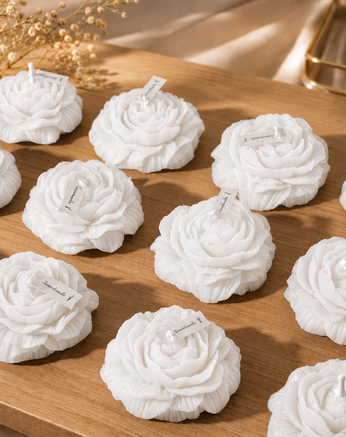 Premium White Flower Soy Wax Decorative Candle