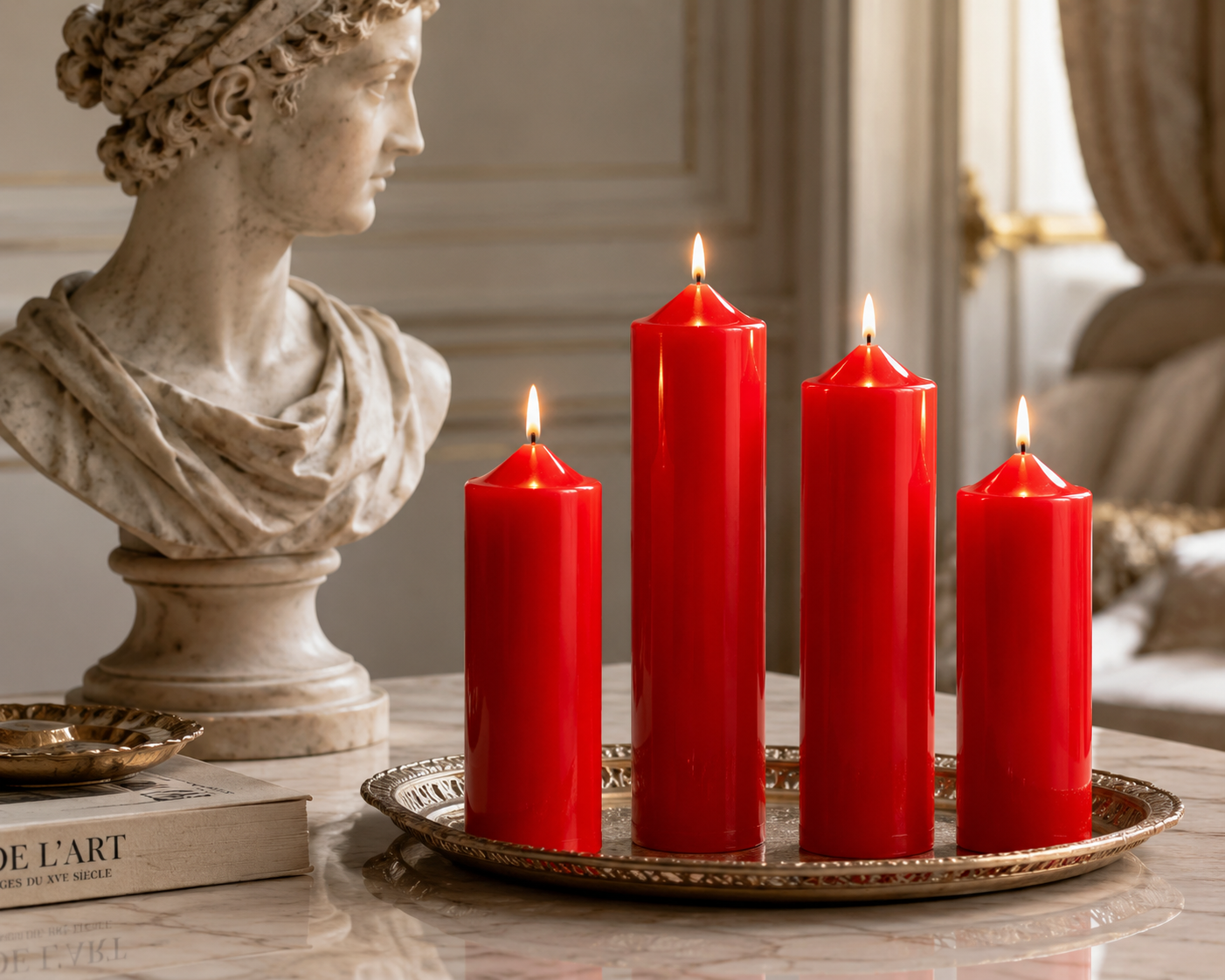 Large Simple Scented Pillar Candle for Party and Decor Red