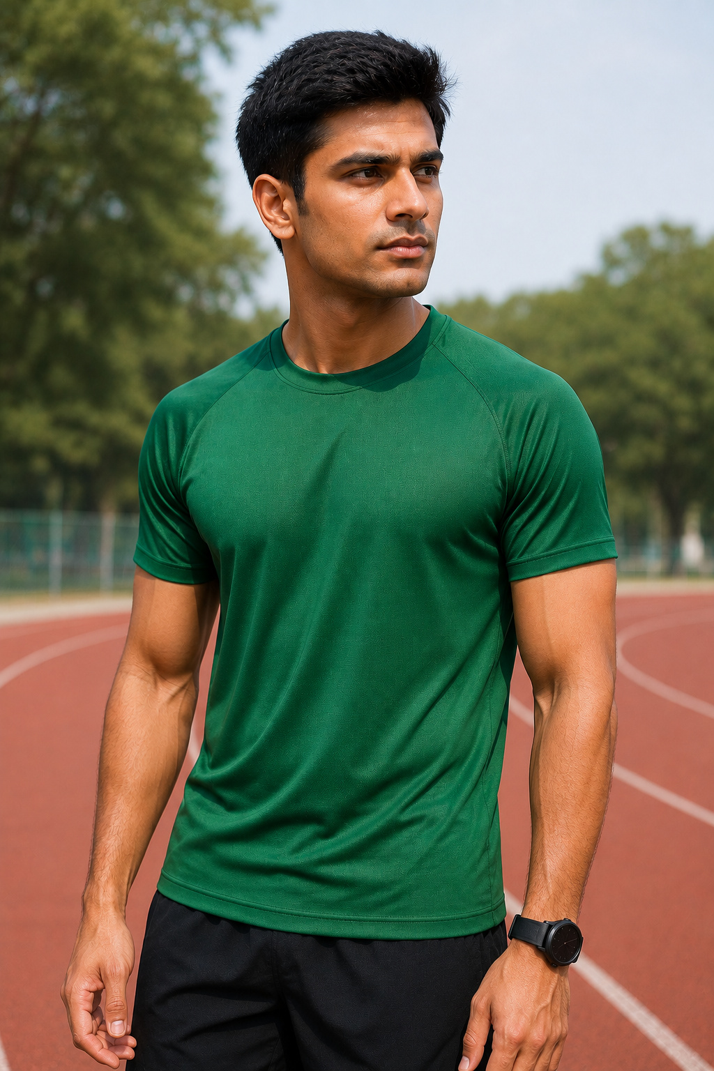 Green Sport T Shirt Mens | Gym, Running, Football Tee