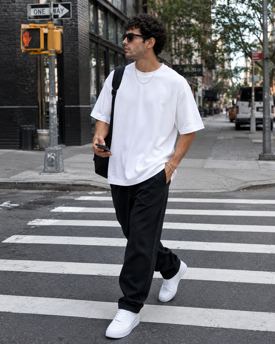Oversized T Shirt Men WHITE | Plain Over Sized T Shirt for Men Cotton