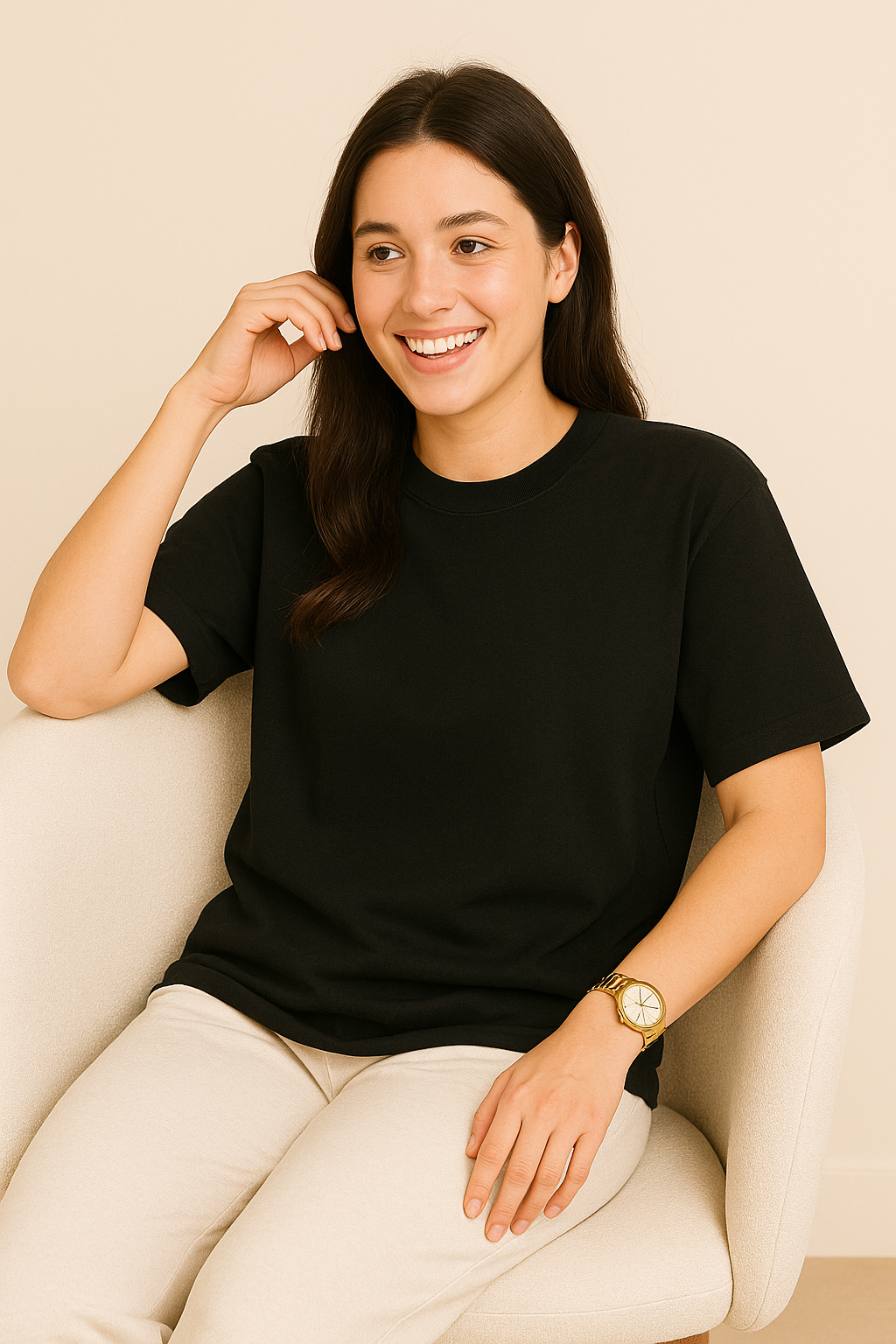 Black Cotton Oversized T Shirt Women | Baggy Tees for Gym and Casual