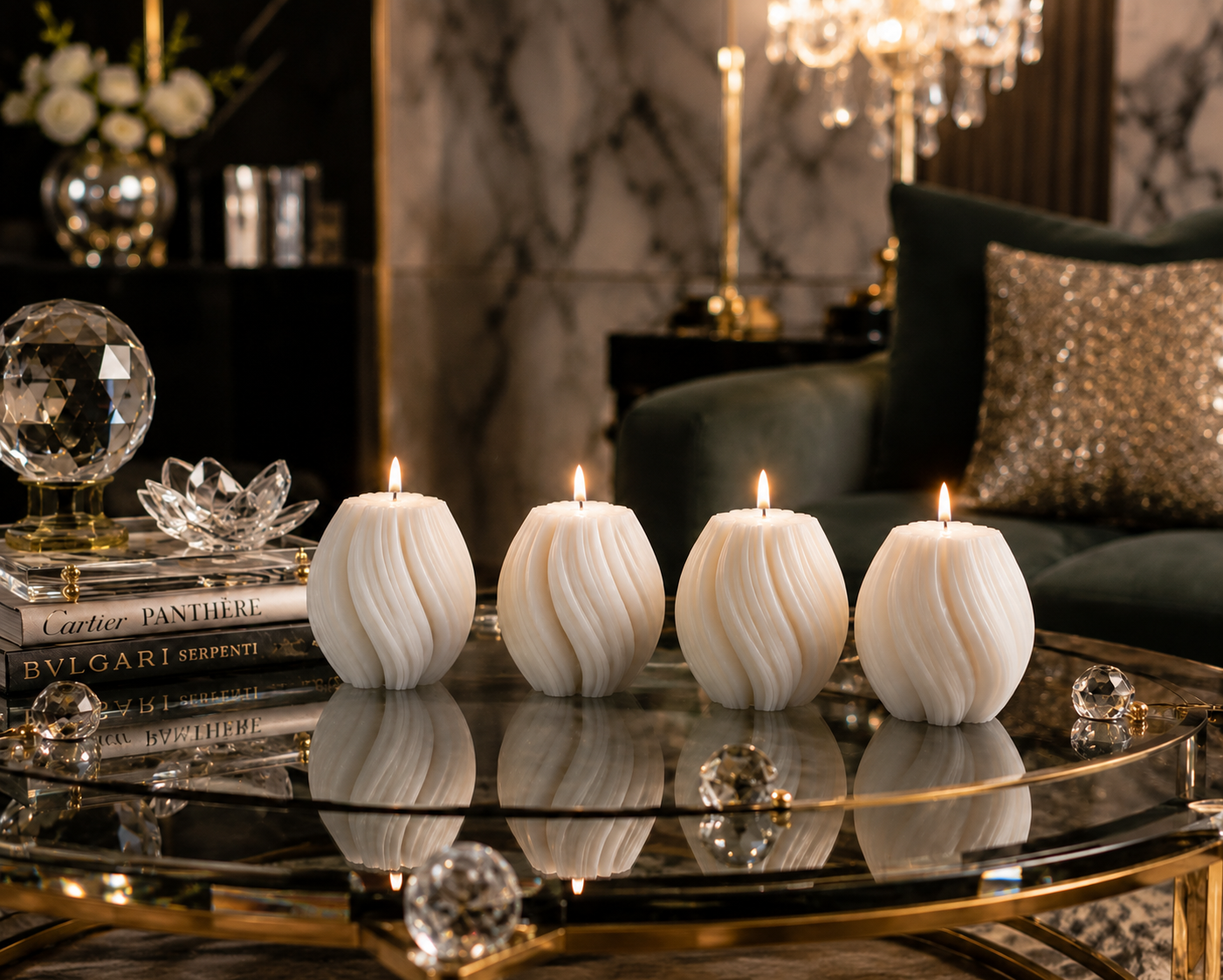 Luxury White Sculptural Decorative Soy Wax Candle