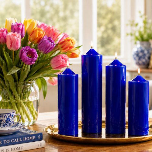 Scented Simple Pure Soywax Pillar Candle - ROYAL BLUE