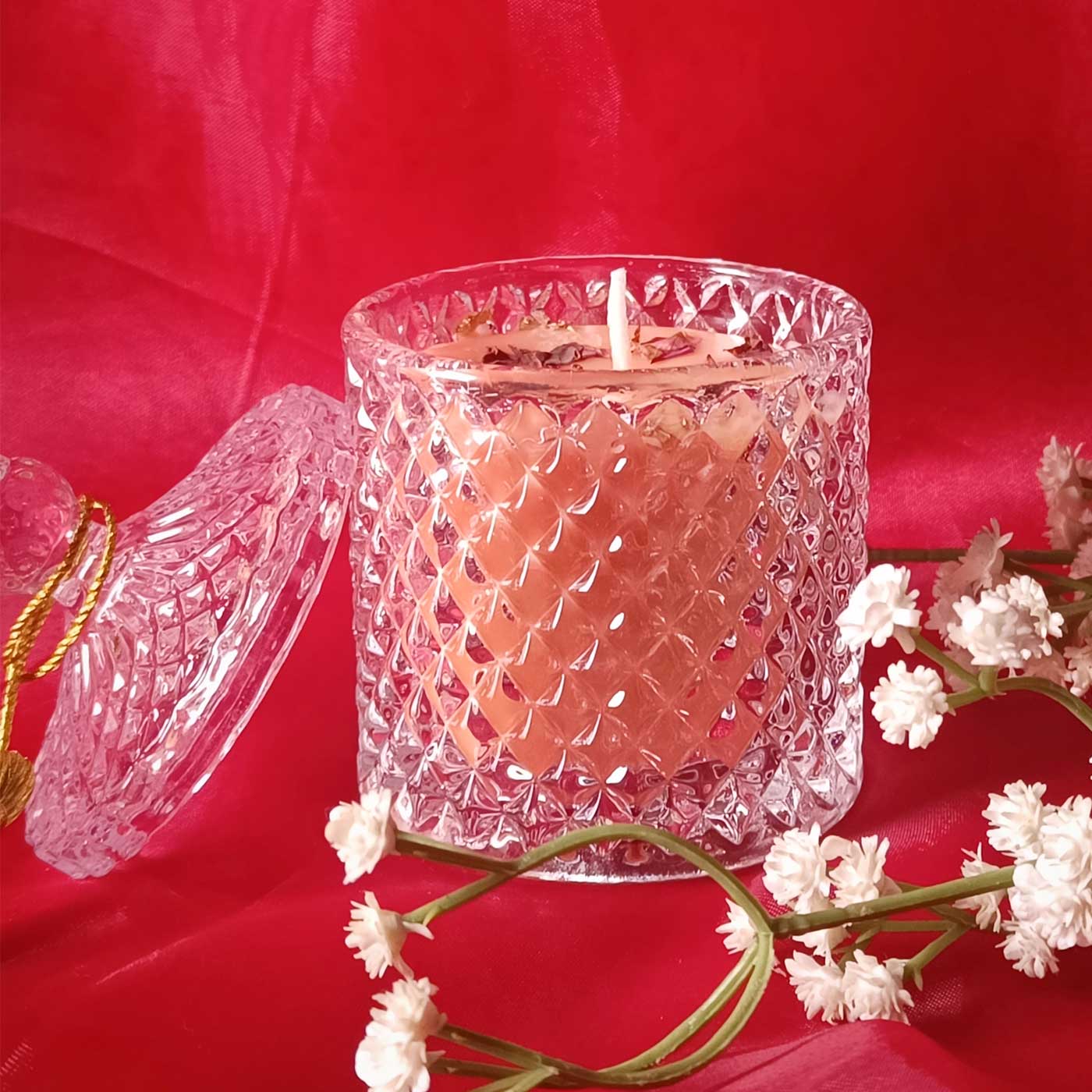 Premium Round Glass Jar Scented Candle - PINK