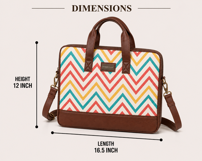 Eco Friendly Laptop Messenger Office Bag for Men and Women - Zigzag Print
