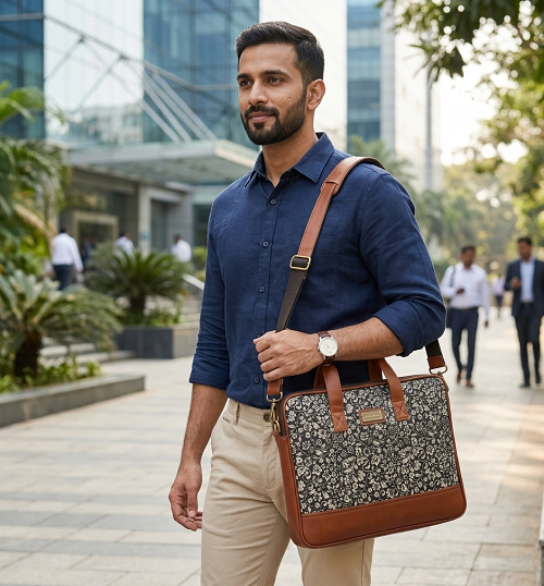 Floral Printed Laptop Messenger Bag for Men and Women