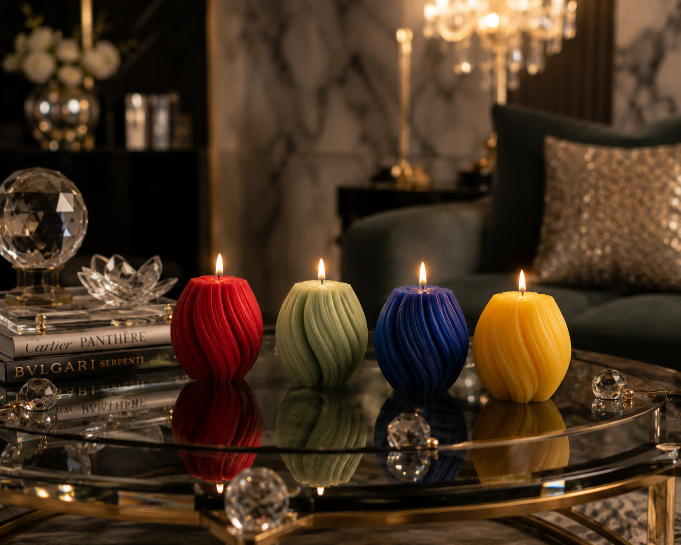 Luxury Blue Sculptural Decorative Soy Wax Candle