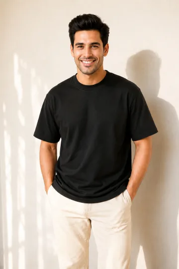 Mens Black Plain Oversized T Shirt – Loose Fit Oversized T Shirt Men