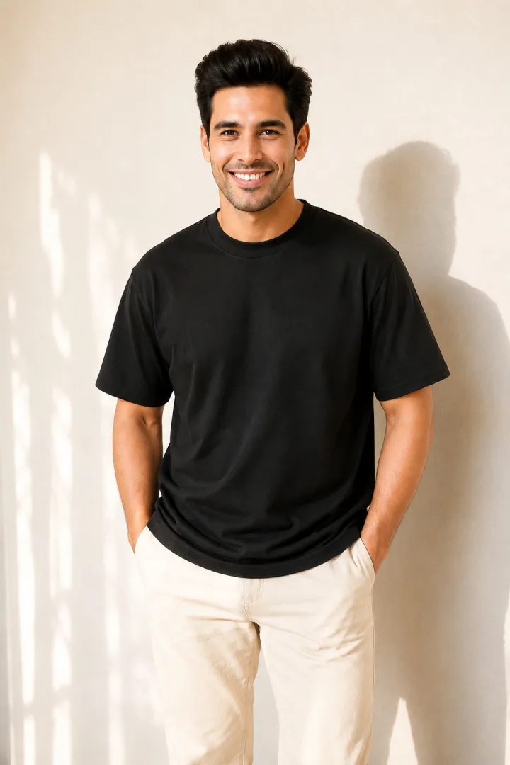 Mens Black Plain Oversized T Shirt – Loose Fit Oversized T Shirt Men