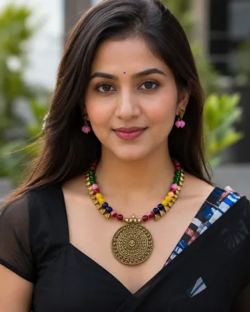 Beautiful Nice Contemporary Brass and Beads Traditional Necklace Set