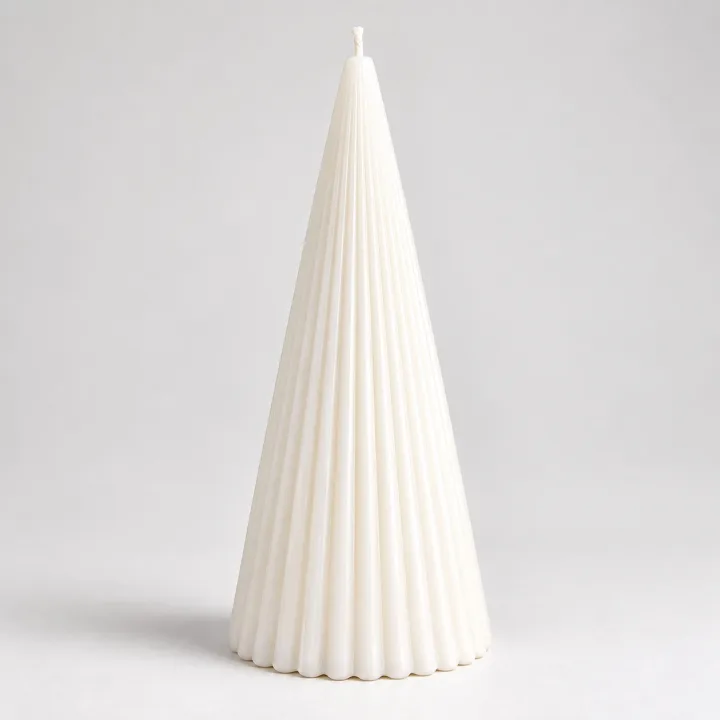 Derben Clove White Scented Cone Pillar Candle for Home Décor