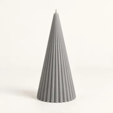Derben Clove Grey Scented Ribbed Cone Candle for Home Décor