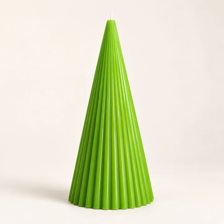 Derben Clove Light Green Scented Ribbed Cone Candle for Décor