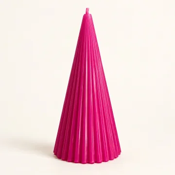 Derben Clove Magenta Scented Ribbed Cone Candle for Home Décor