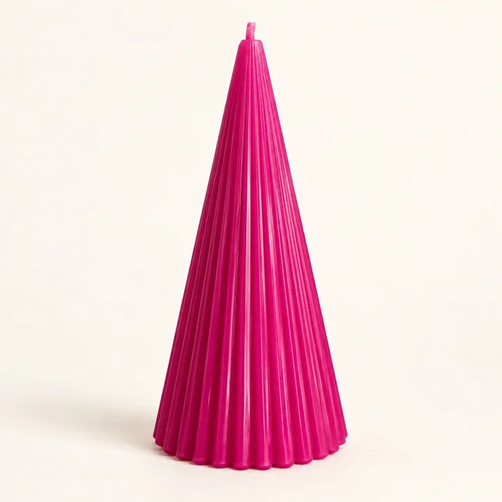 Derben Clove Magenta Scented Ribbed Cone Candle for Home Décor
