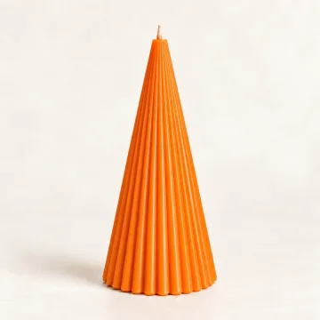 Derben Clove Orange Scented Ribbed Cone Candle for Home Décor