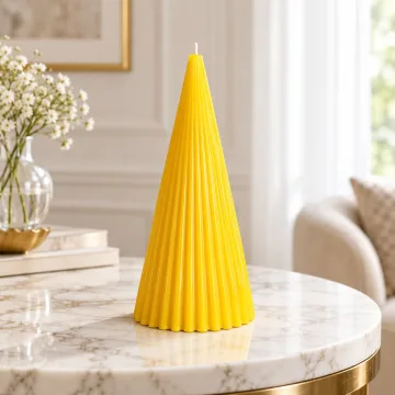 Derben Clove Yellow Ribbed Cone Scented Candle for Décor