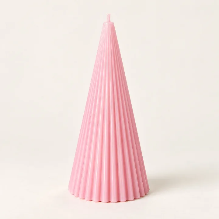 Derben Clove Light Pink Ribbed Cone Scented Candle