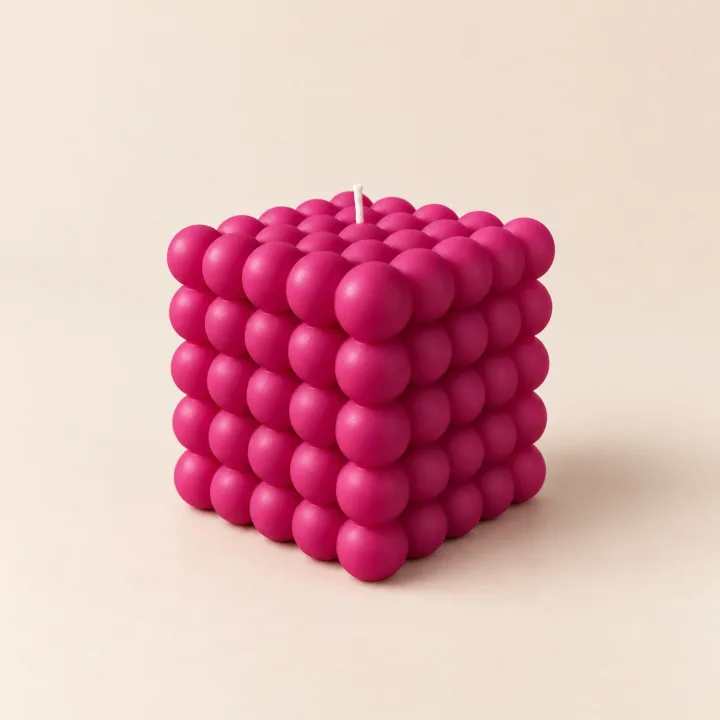 Derben Clove Magenta Bubble Cube Scented Candle for Décor