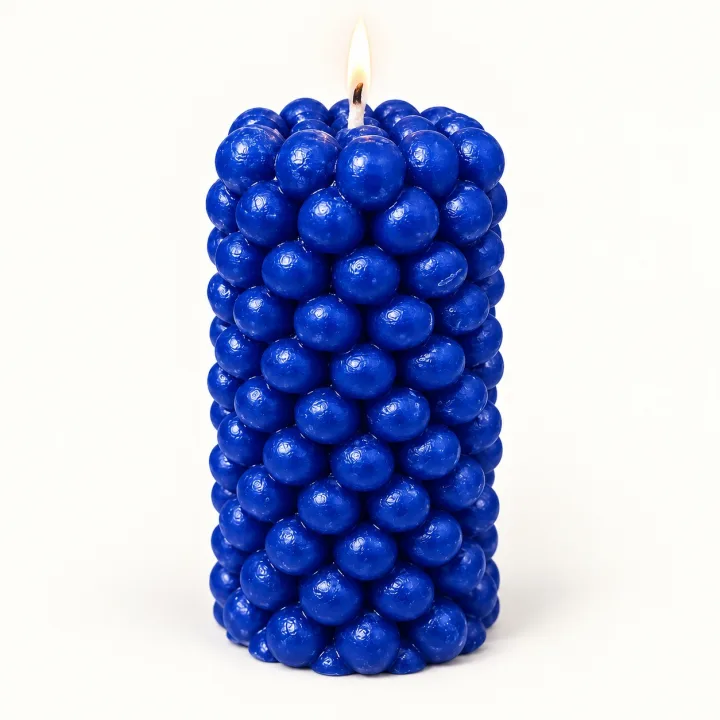 Luxury BLUE Scented Candle Long Bubble Pillar Fancy Candles