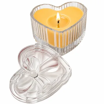 Derben Clove Yellow Heart-Shaped Glass Jar Candle with Lid