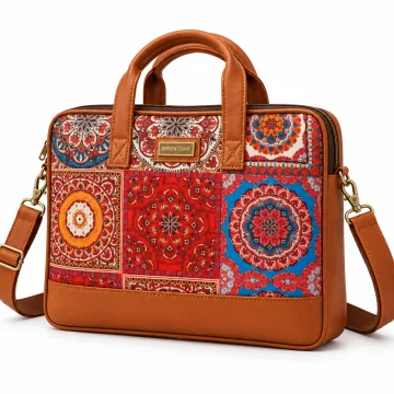 Derben Clove Mandala Print Laptop Messenger Bag – Tan