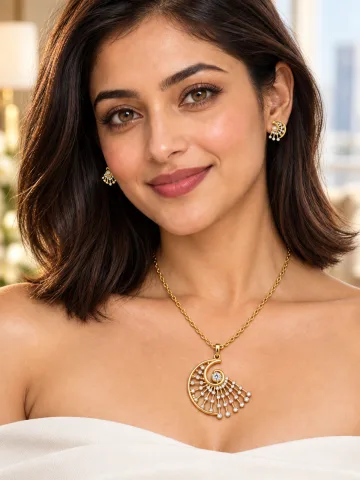 Derben Clove Gold-Tone Spiral Pendant & Earrings Set for Women