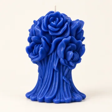 Derben Clove Blue Rose Bouquet Candle for Home Decor & Gifting