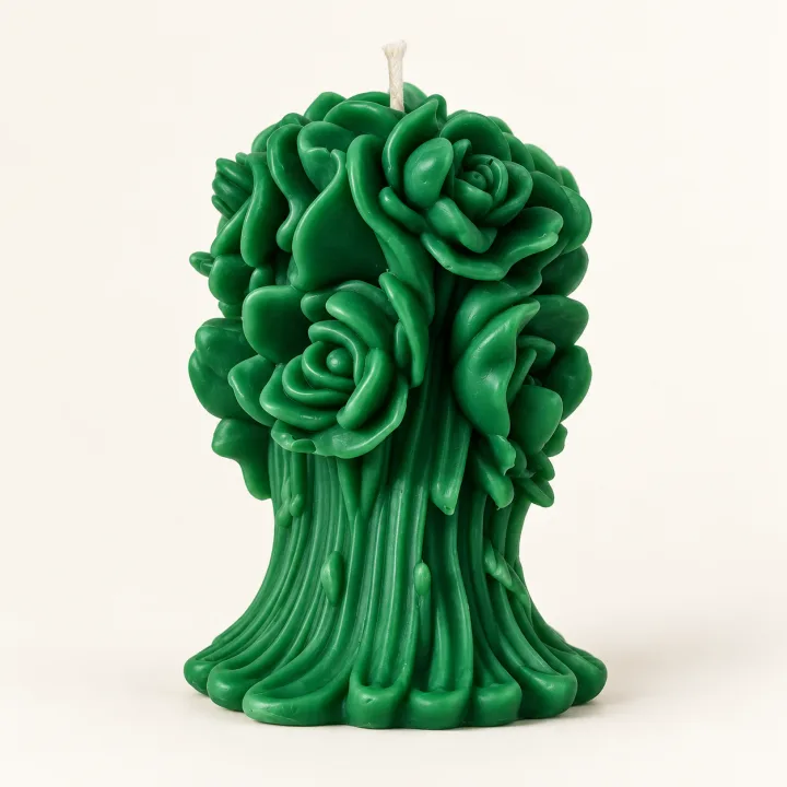Derben Clove Green Rose Bouquet Candle for Home Decor & Gifting