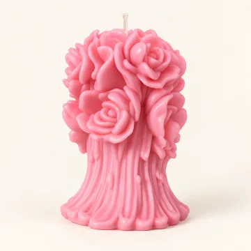 Derben Clove Pink Rose Bouquet Candle for Home Decor & Gifting