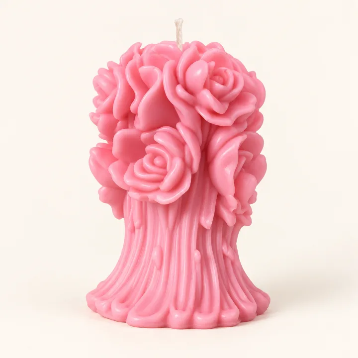 Derben Clove Pink Rose Bouquet Candle for Home Decor & Gifting