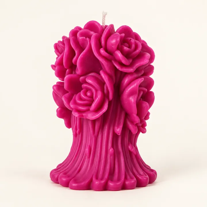 Derben Clove Magenta Rose Bouquet Candle for Home Decor & Gifting