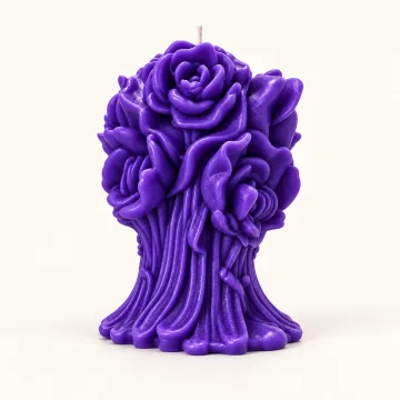 Derben Clove Purple Rose Bouquet Candle for Home Decor & Gifting