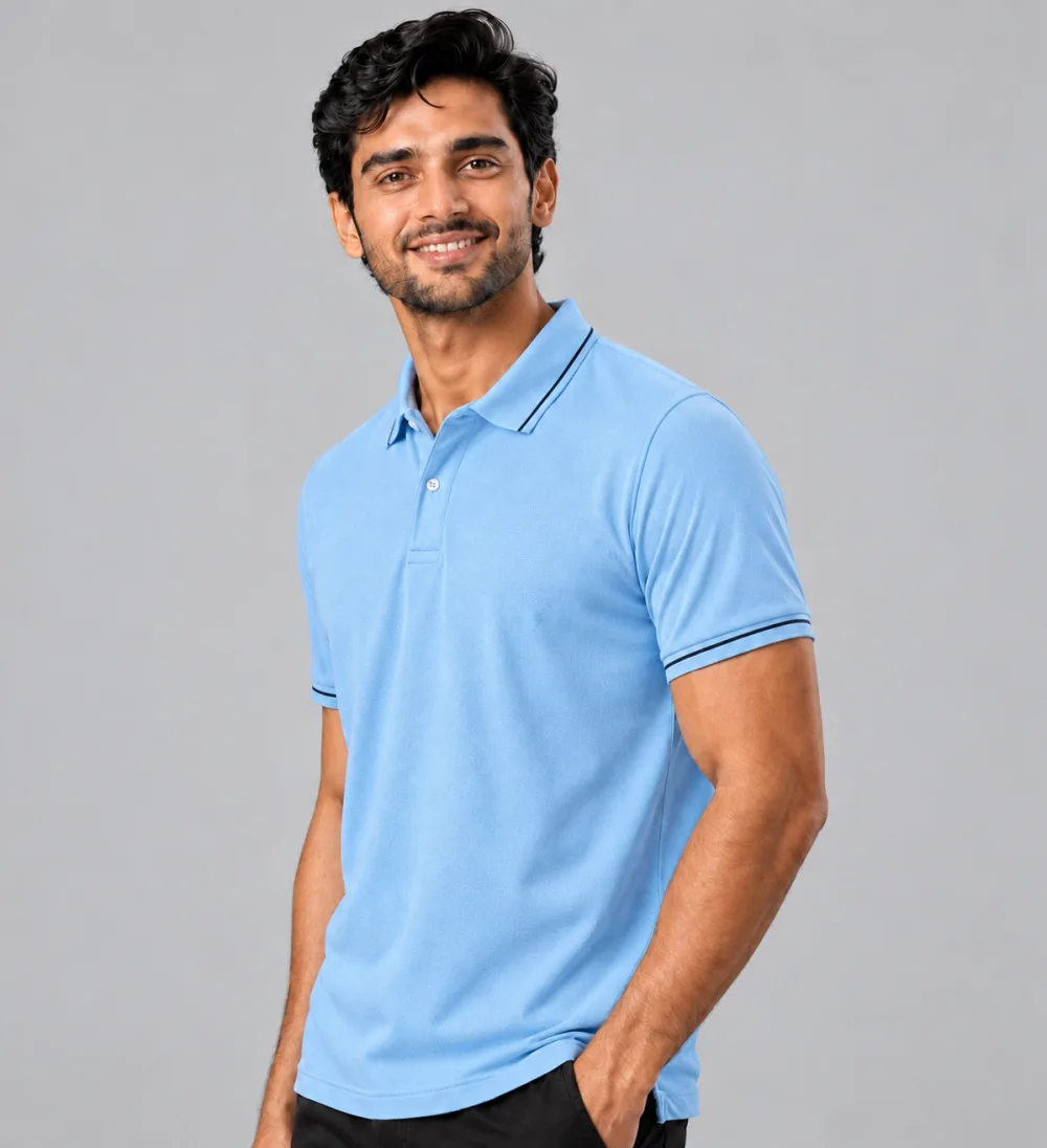 Sky Blue Polo Collar T Shirt for Men – Best Formal T Shirts Style
