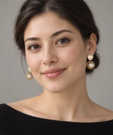 Beautiful Golden Brass and Pearl net ball Drop Earring For Girls